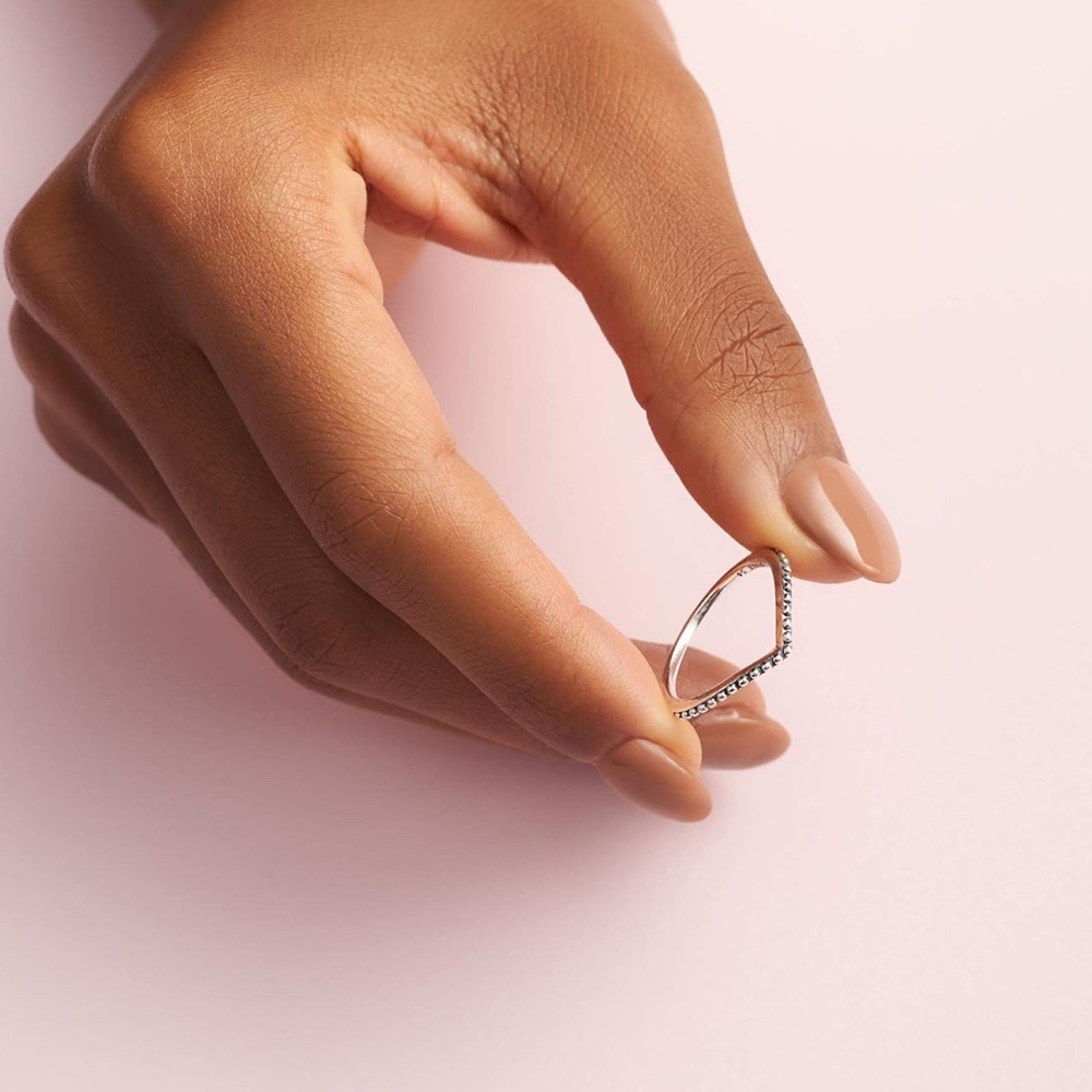 Pandora size 8 beaded wish bone ring